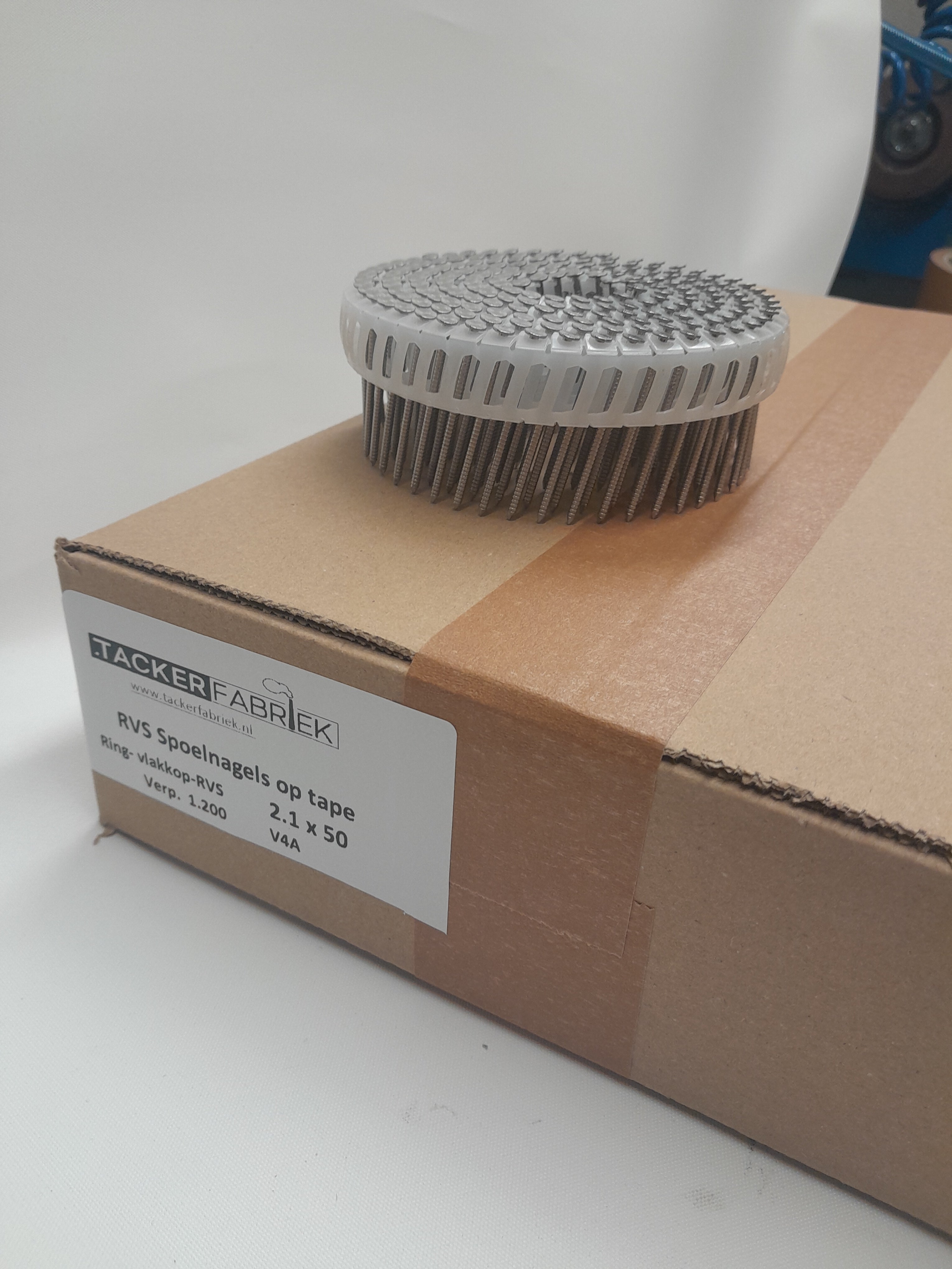 Rolspijkers RVS 2.1 x 50 Ring, PK, Tape coil. verp.1200